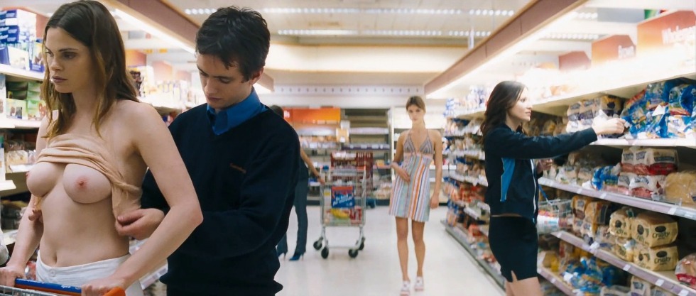 Naked women in a supermarket