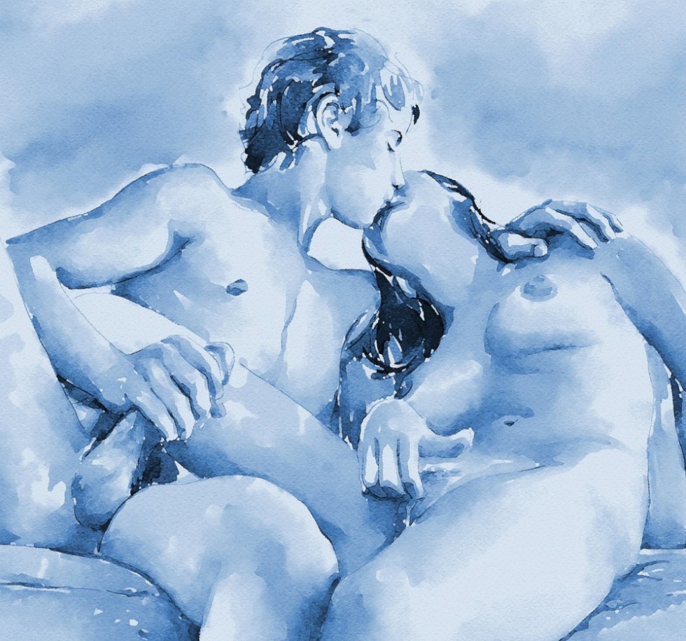 Erotic drawings with watercolors