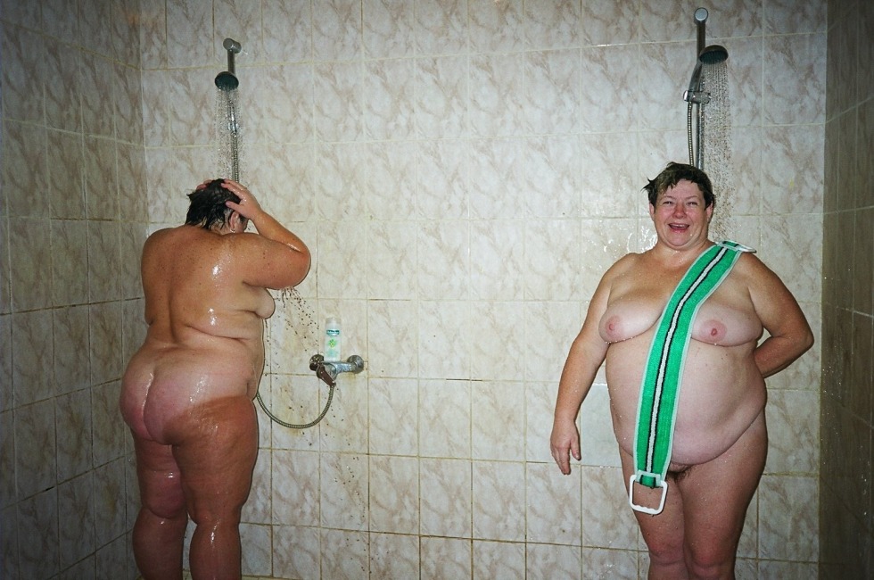 Fat old women in the shower