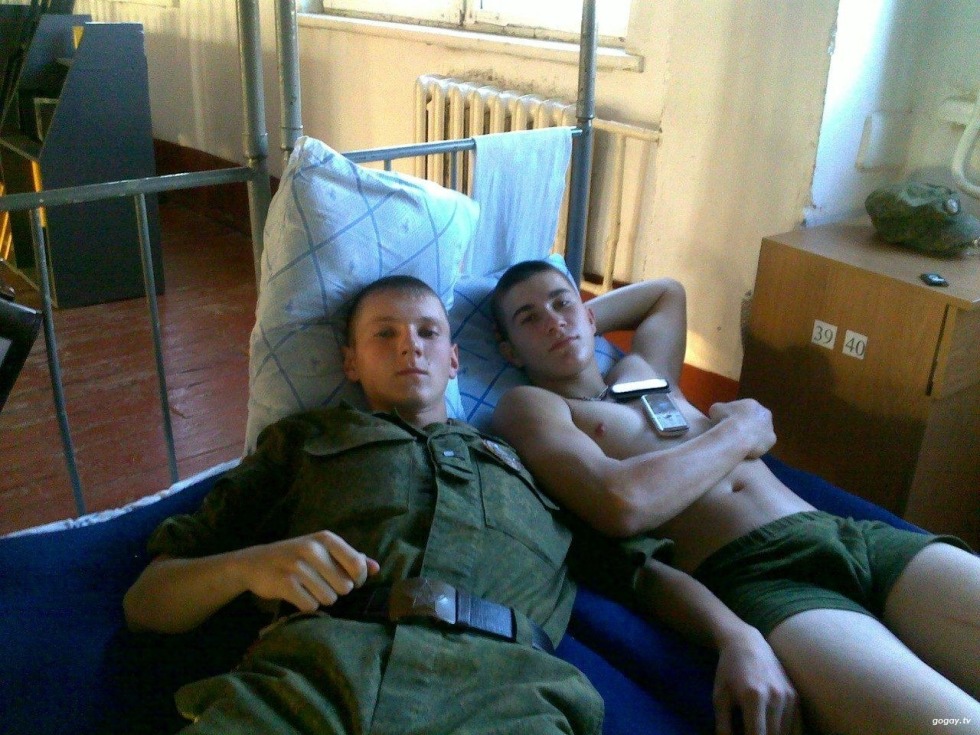 Russian soldiers in the barracks