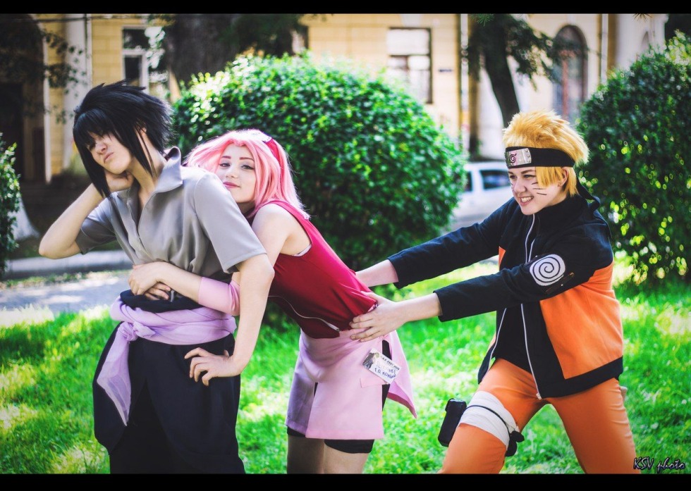 Naruto Sasuke and Sakura and Kacashi cosplay