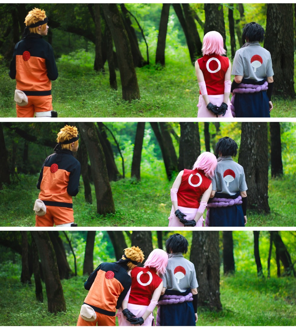 Team 7 from Naruto cosplay Sakura Sasuke
