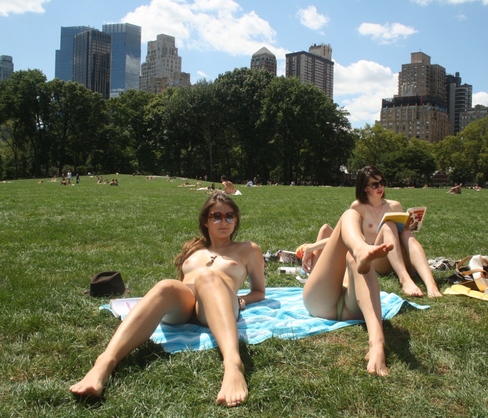 Girls sunbathe in the Nude Park