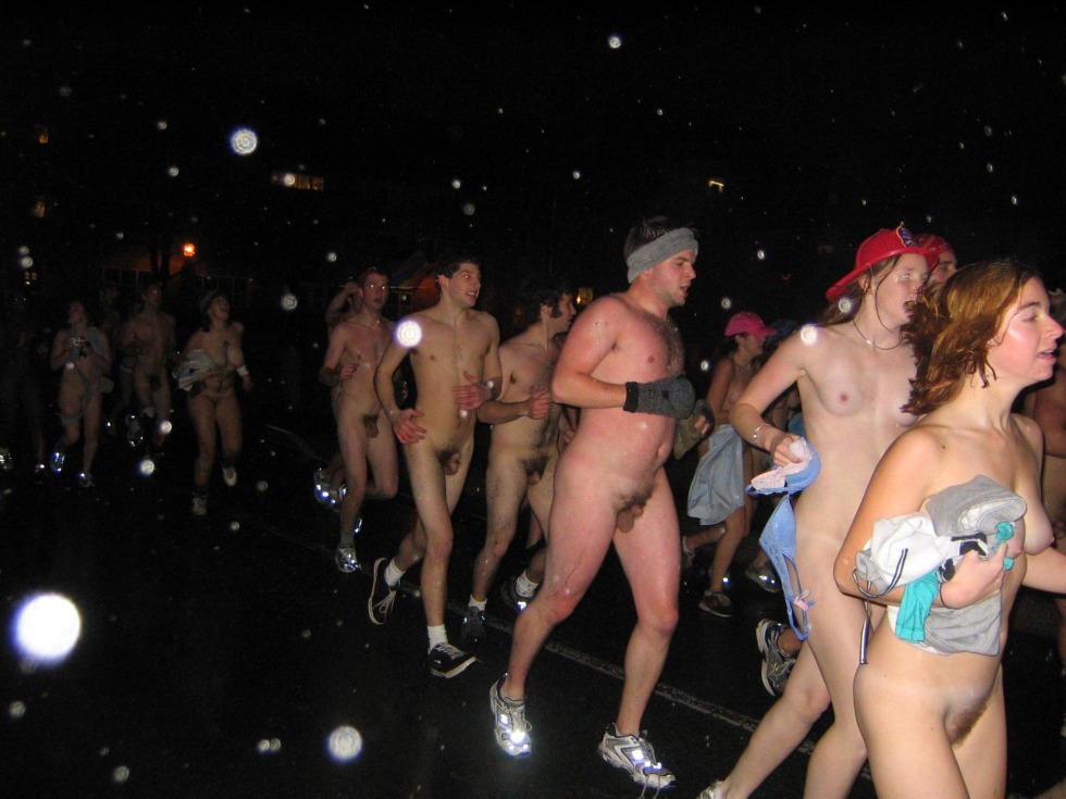 Naked race of students naked