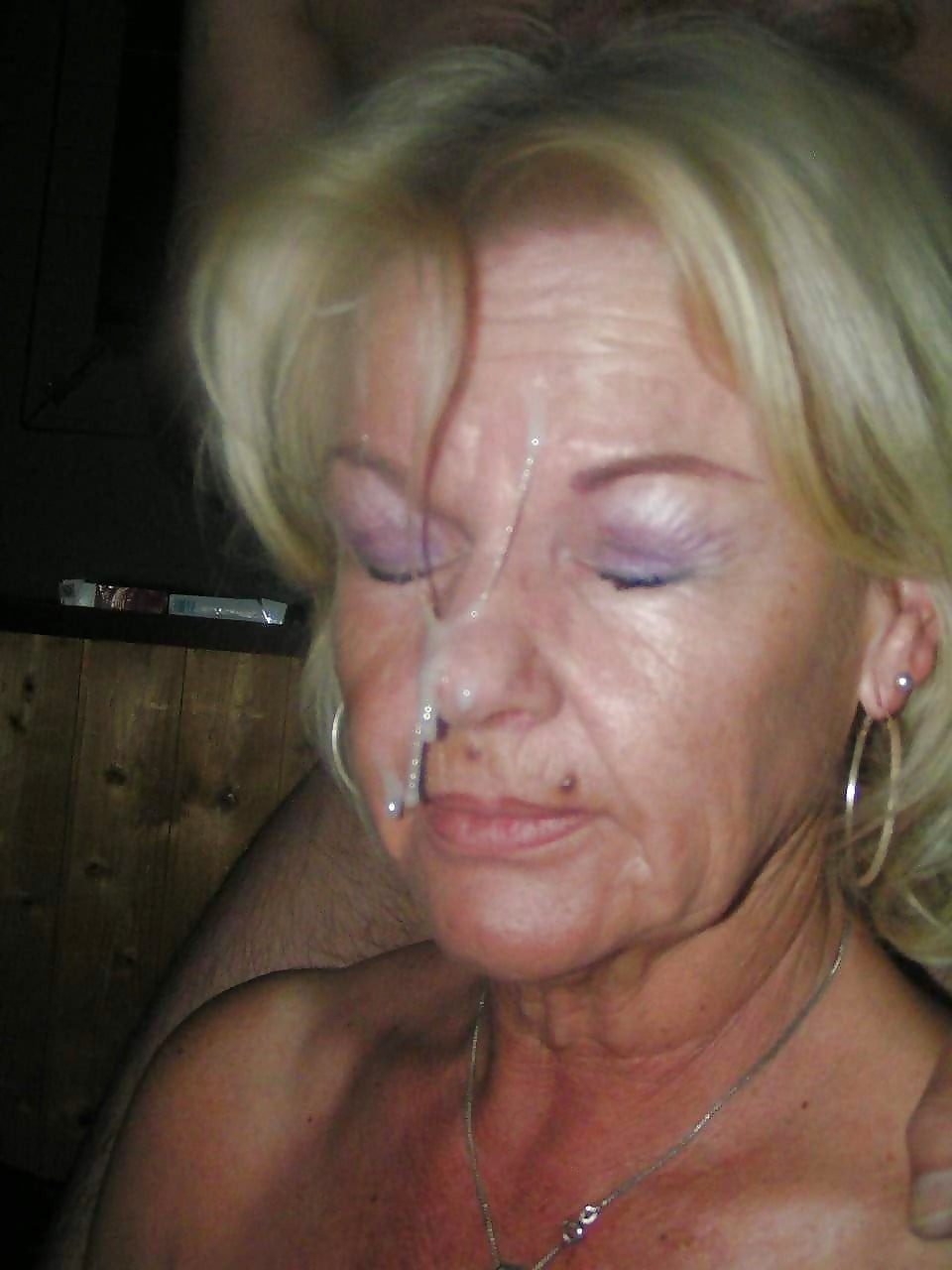 Old women cum on the face