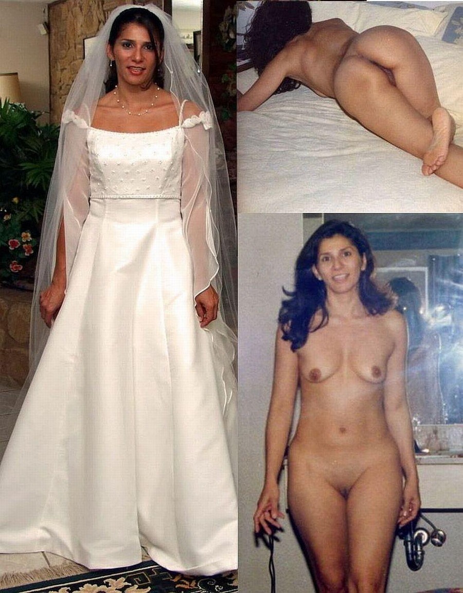 Naked women in a wedding dress