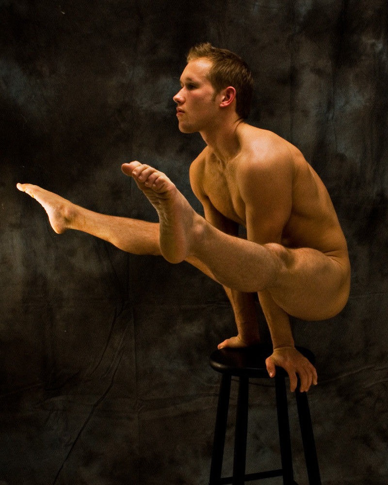 Naked gymnastics of a man