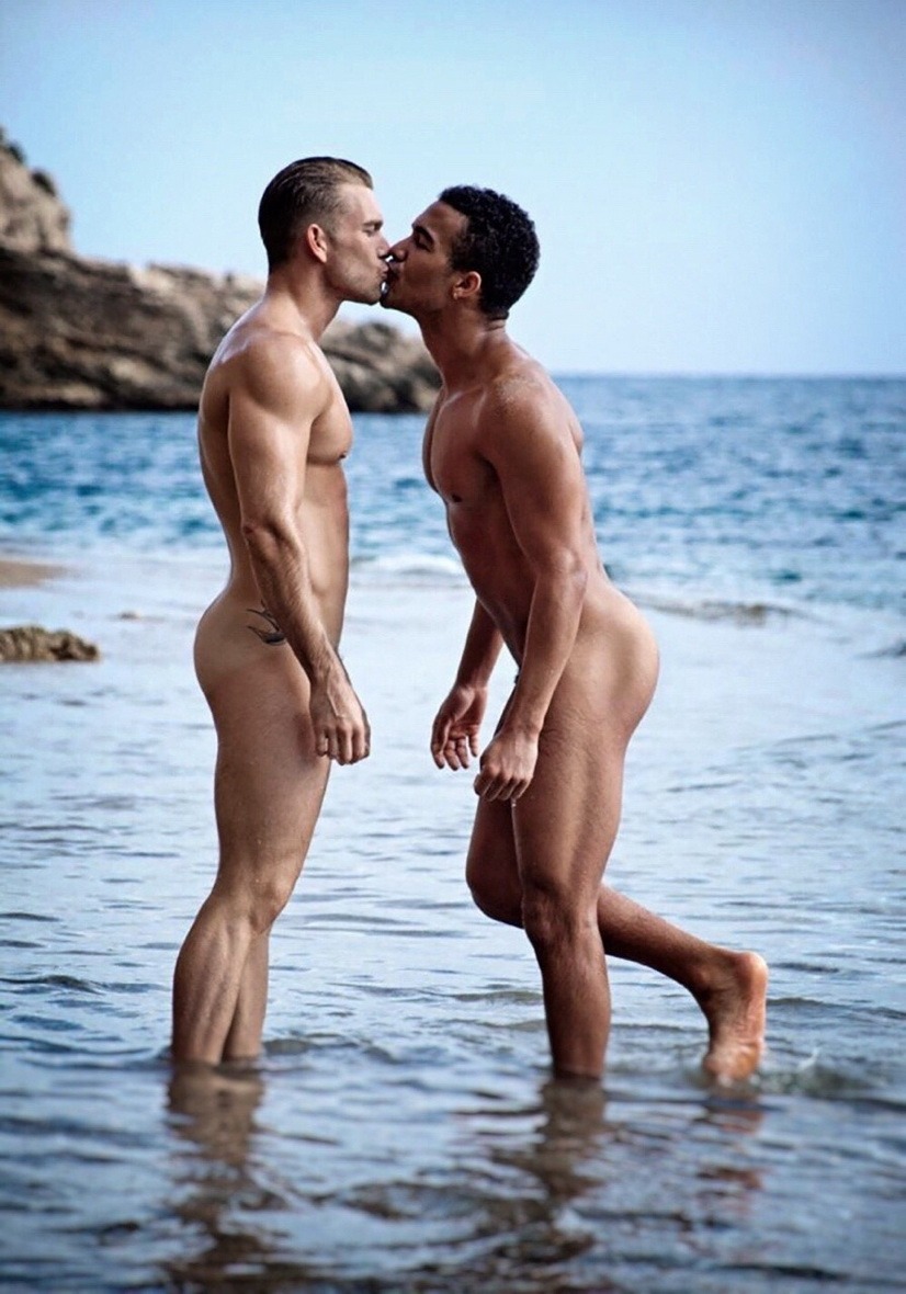 Guys naked on the shore