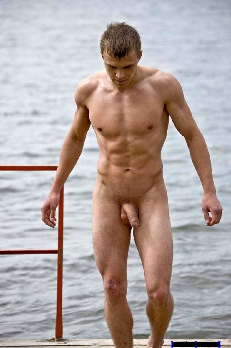 Naked young guys athletes beach