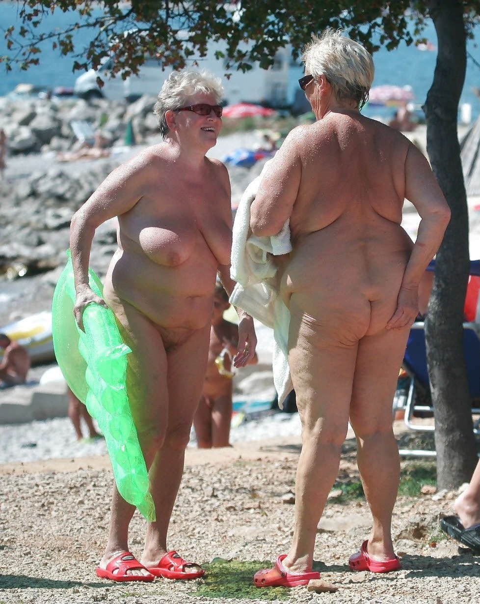 Naked elderly women on the beach
