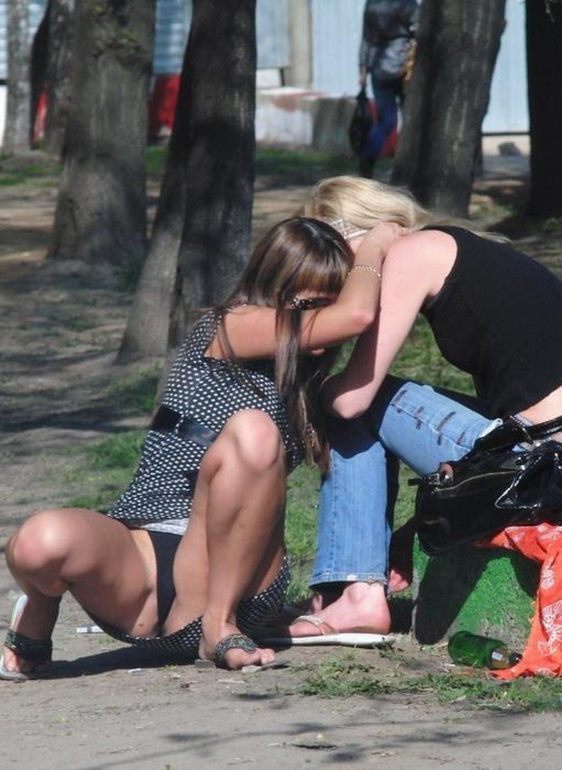 Girls without panties on the street