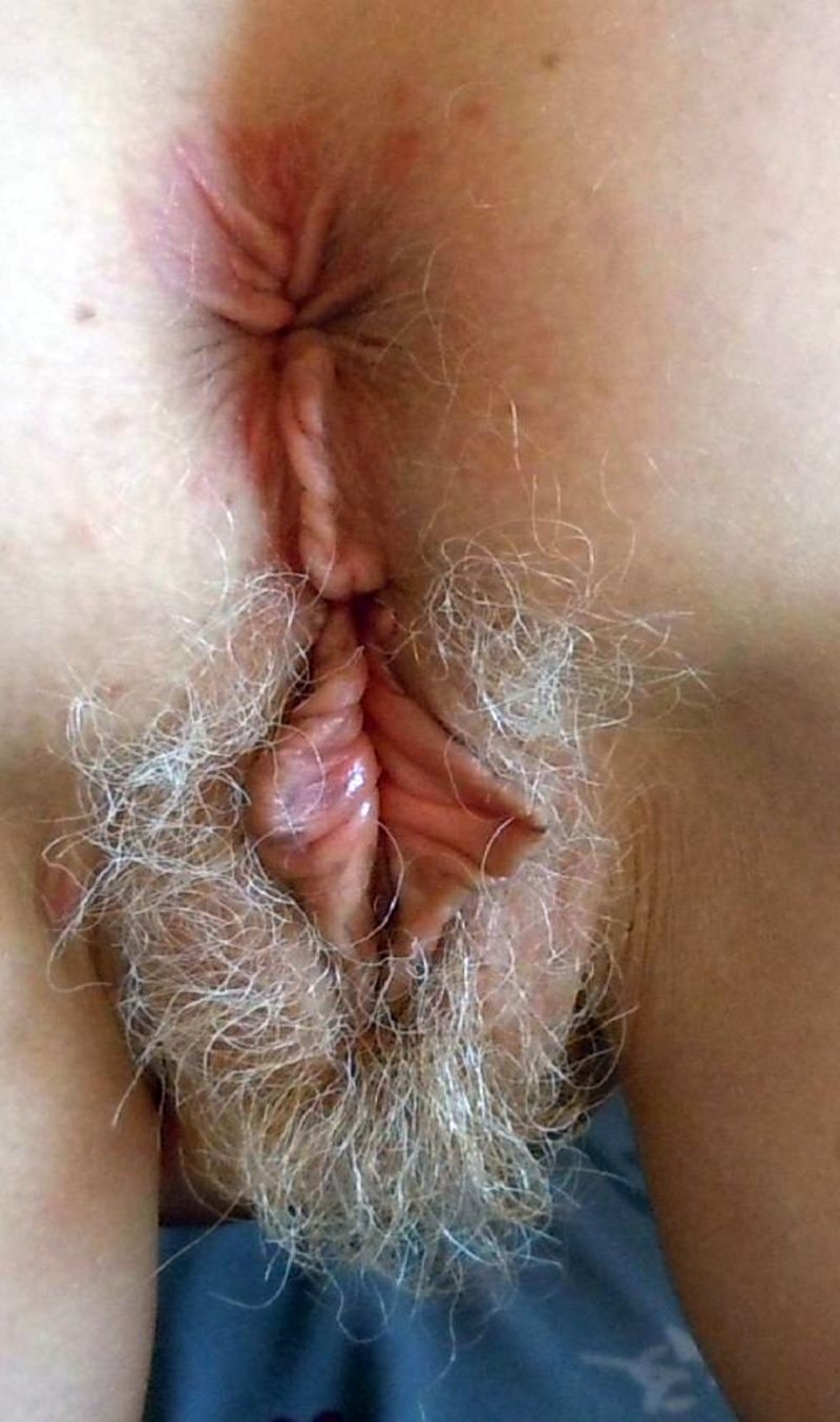 Hairy pussy with white hair