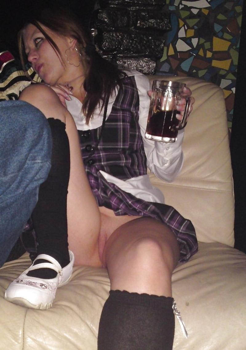 Drunk in a skirt without panties
