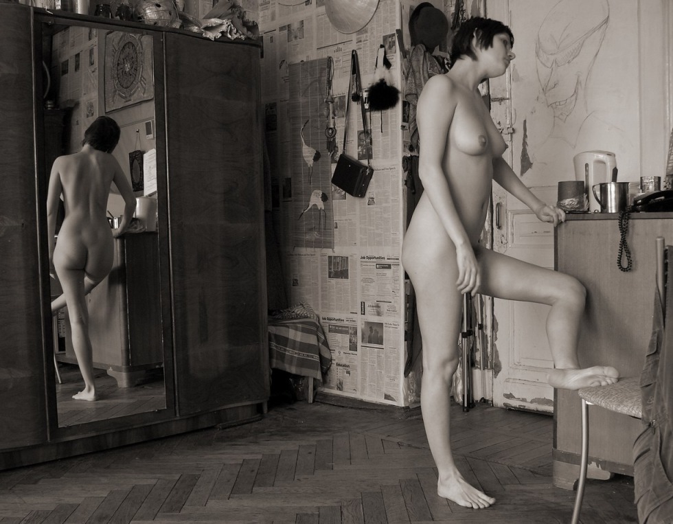 Naked in Soviet apartment