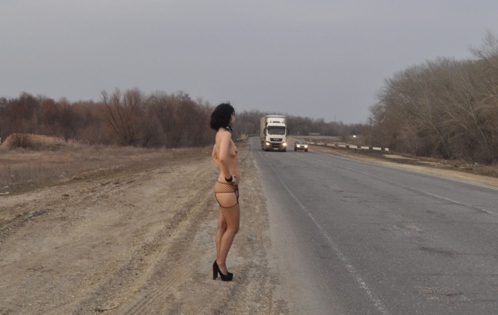Naked Ukrainian on the highway