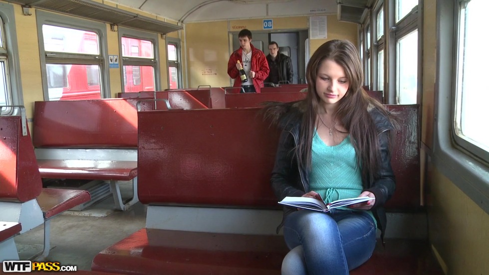 The girl sucked in the train