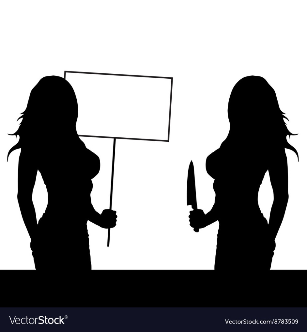 Fighting girls with and knife