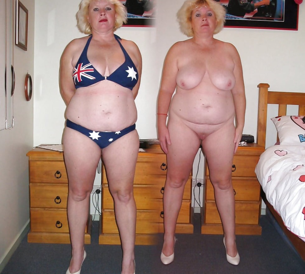 Old ladies in clothes and without