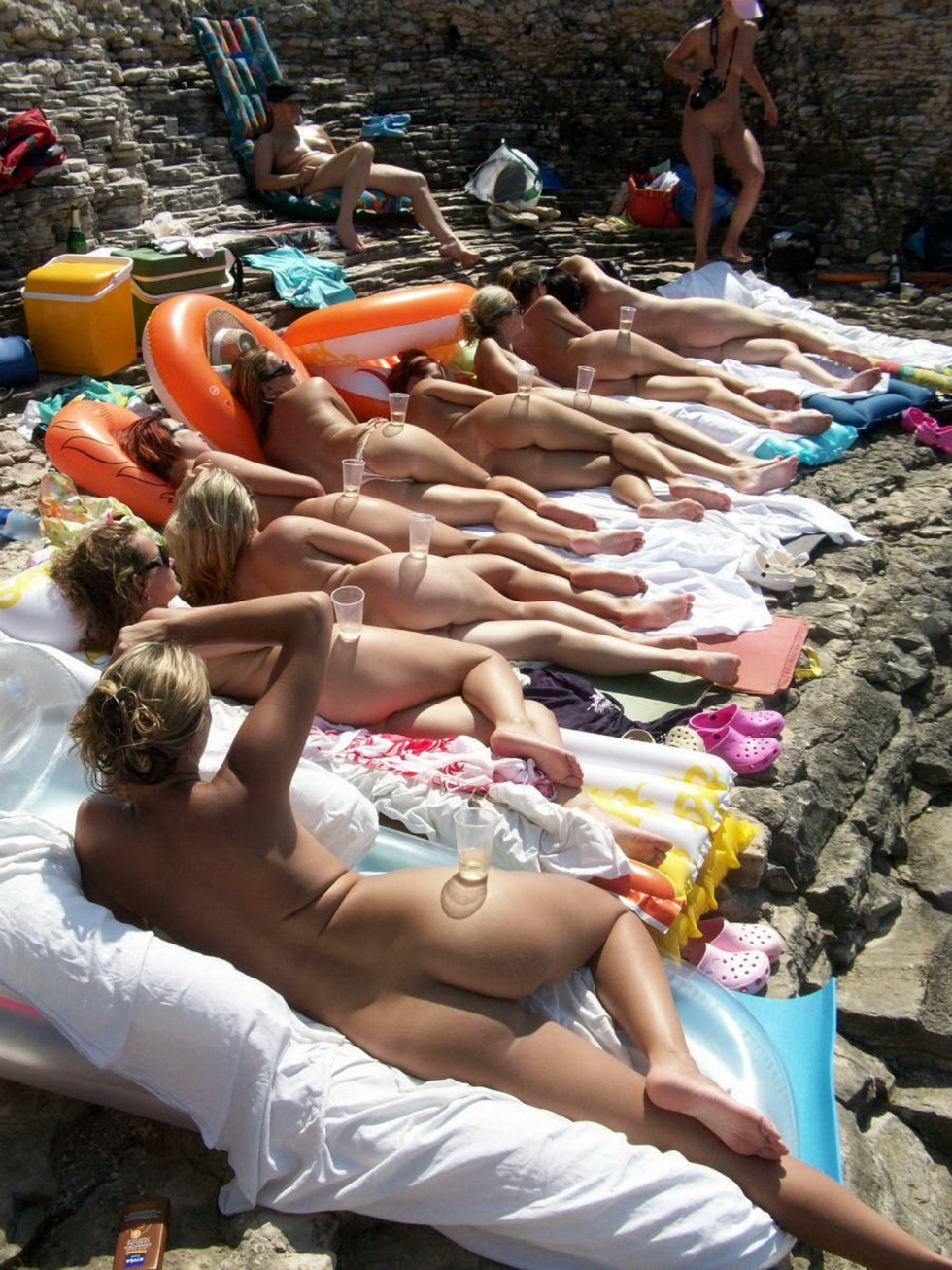 Naked on a textile beach