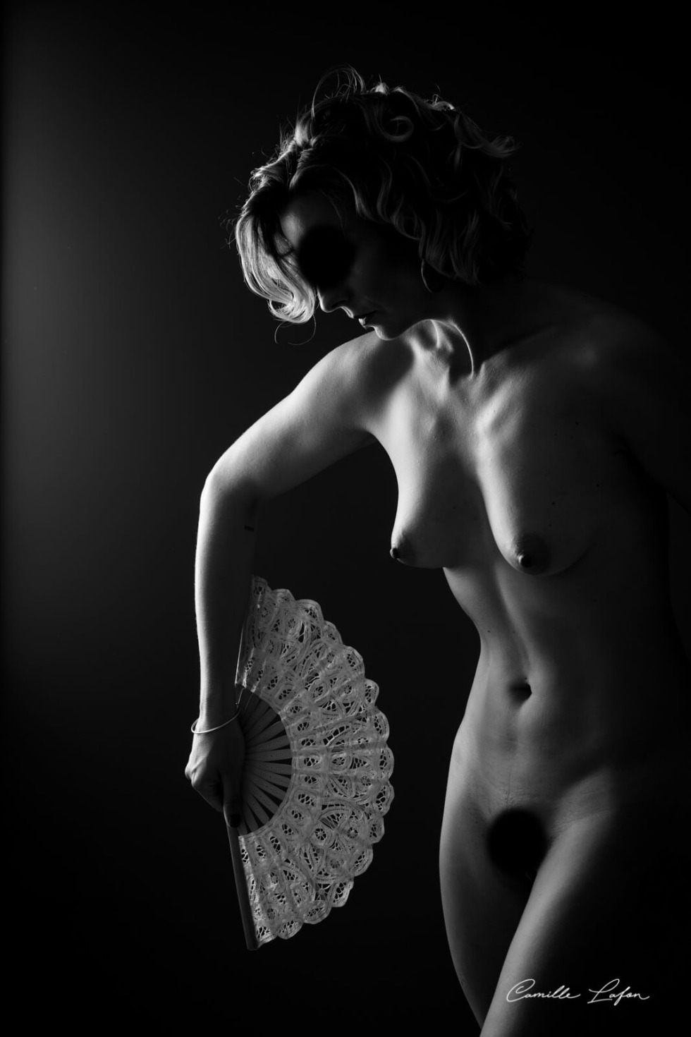 Photo shoot in the style of nude boudoir