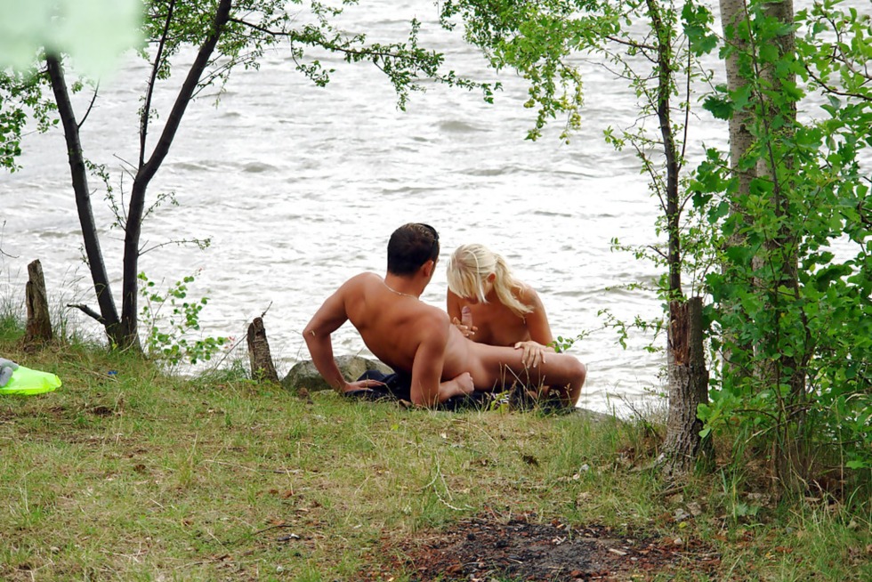Guys and girls naked on the river