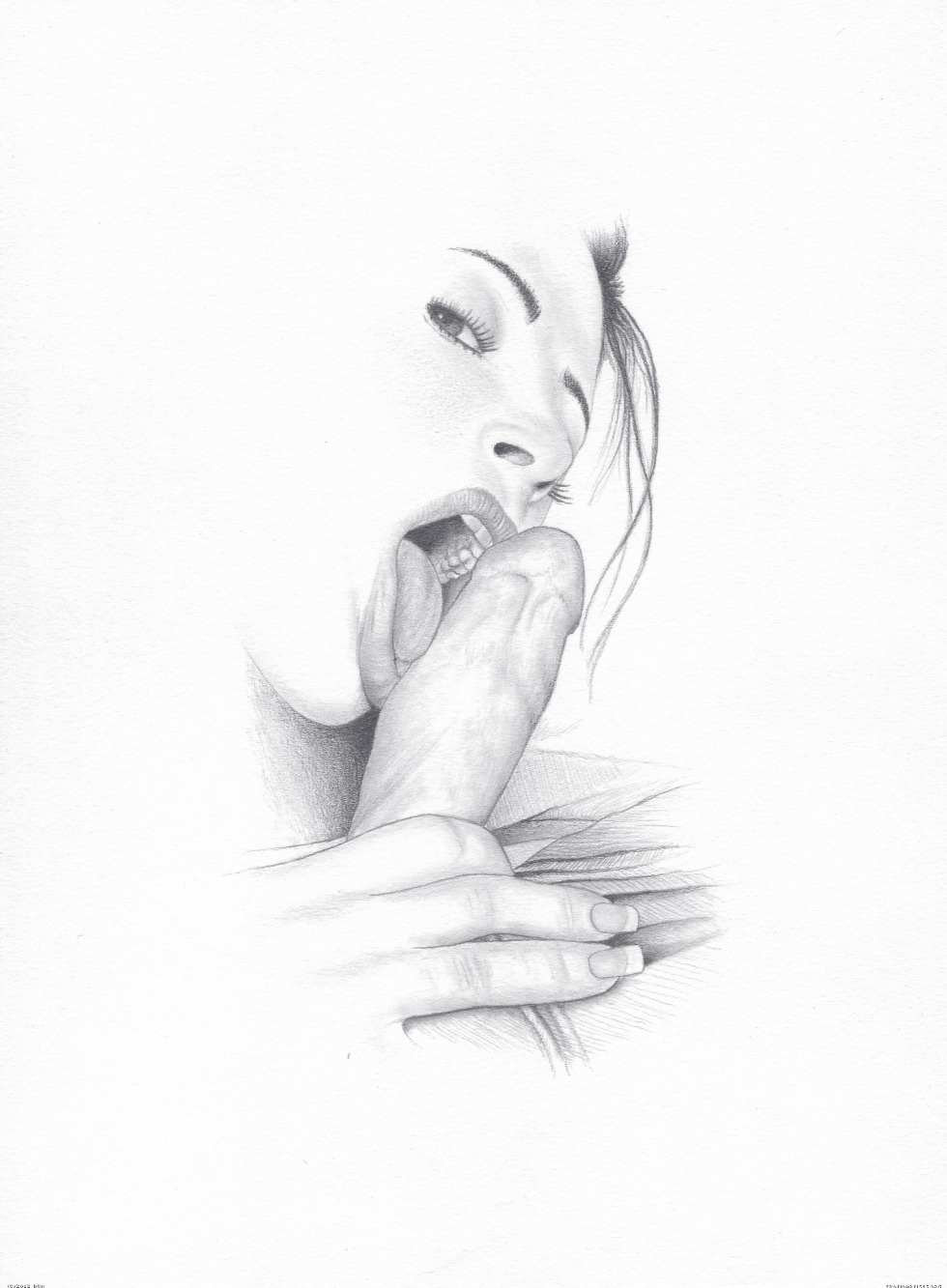 The drawing with a pencil is oral