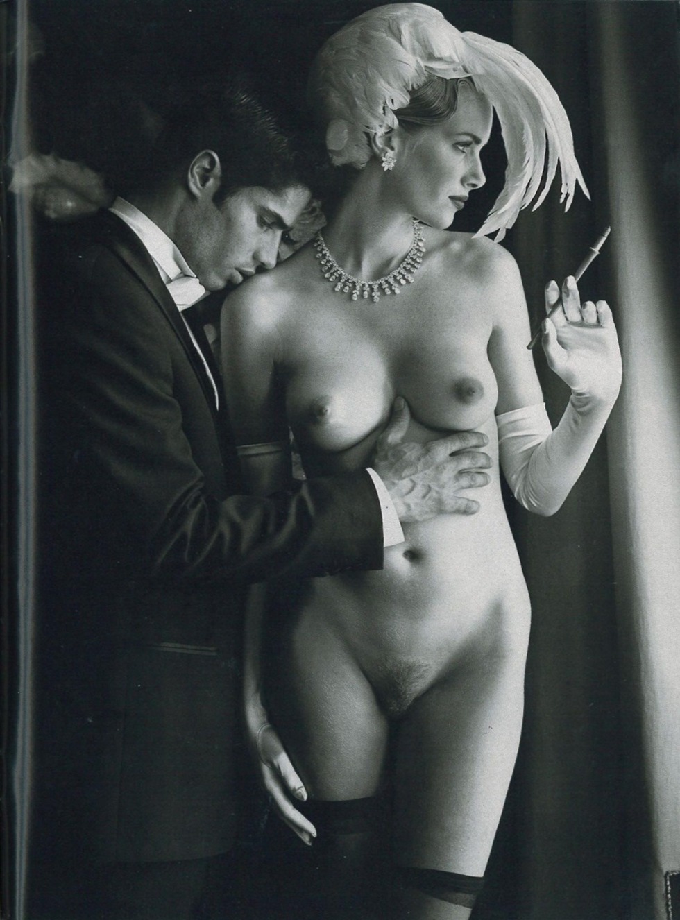 Naked women in retro style