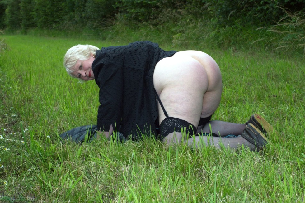 Older women without panties in the forest