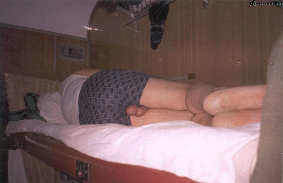 Naked men in the train compartment