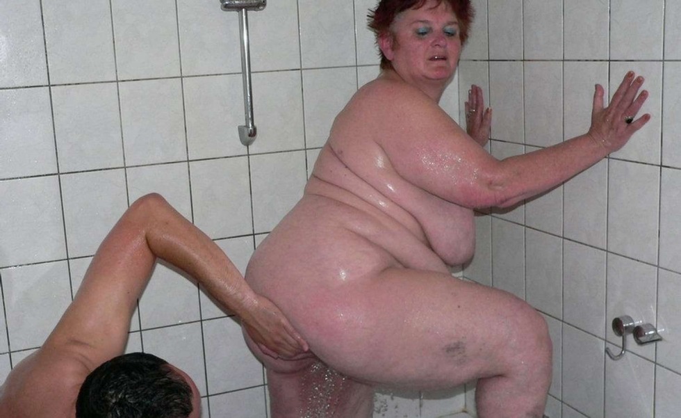 Elderly bbw in the shower