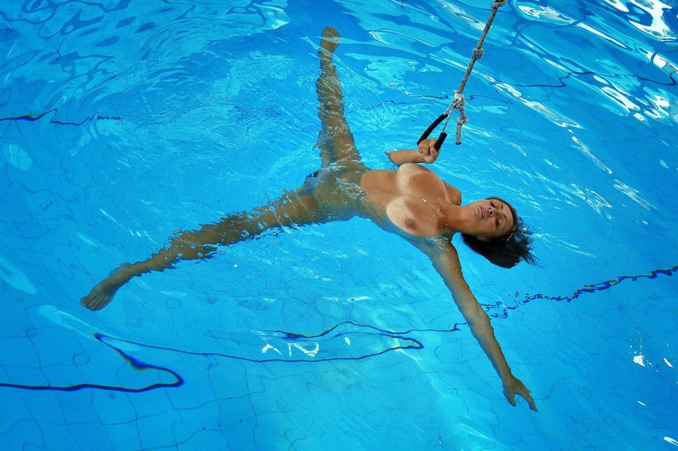 Swimming naked together