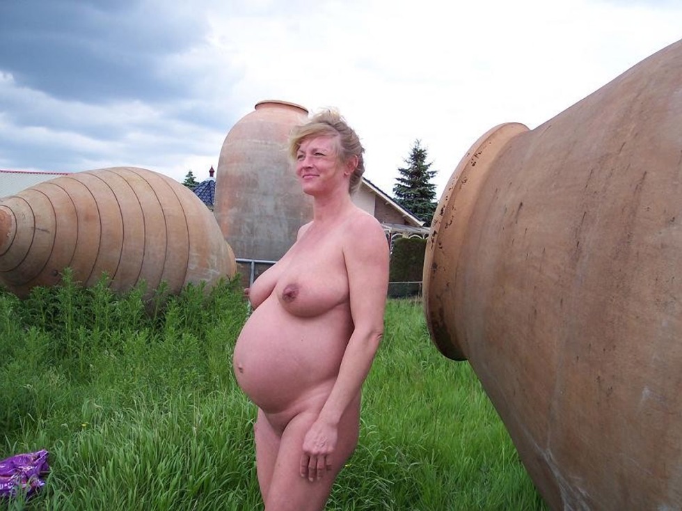 Naked pregnant women in the country