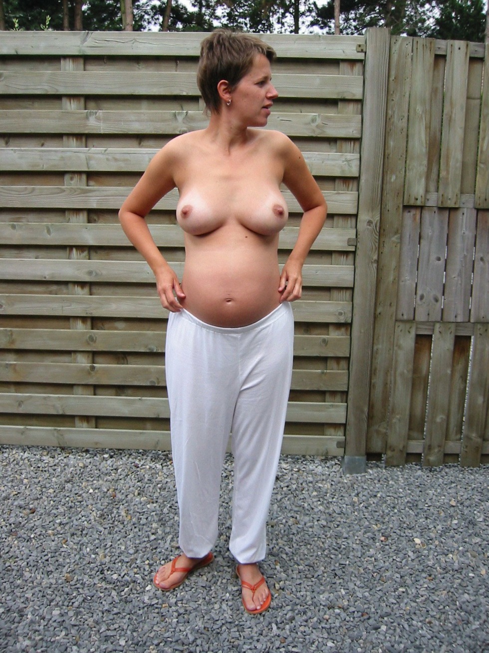 Naked pregnant women on the street