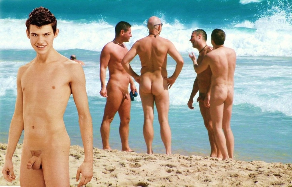 Naked men on a nudist beach