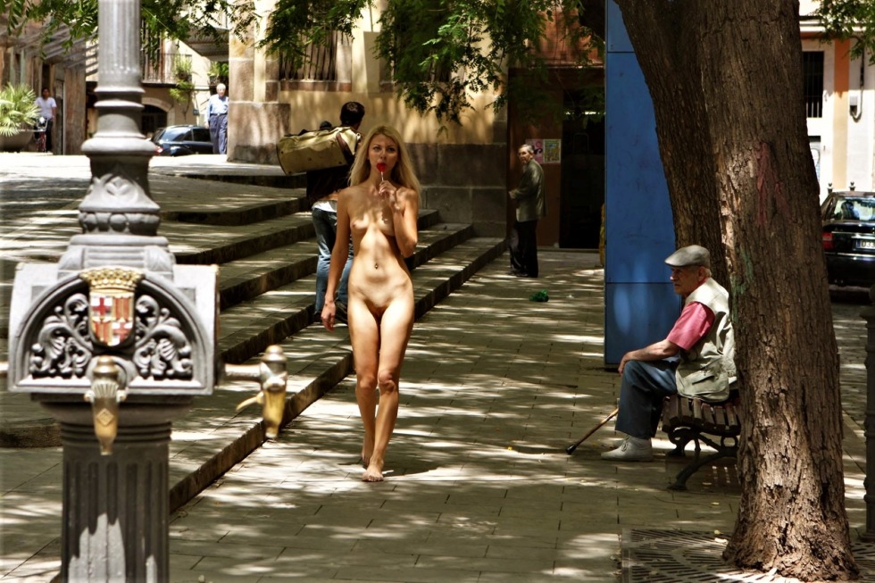 Naked on the streets of Barcelona