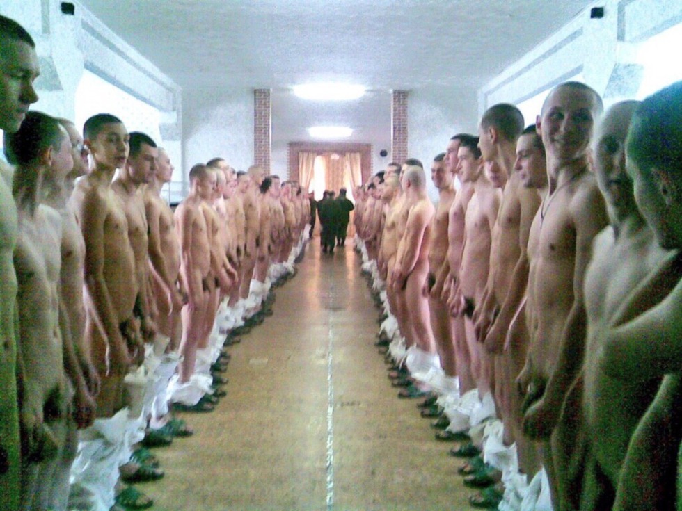 Naked Russian soldiers in the army
