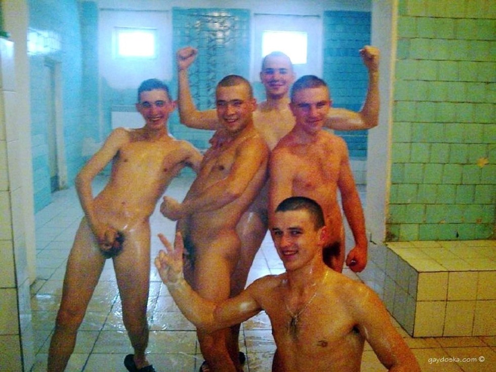 Naked men in a public bath