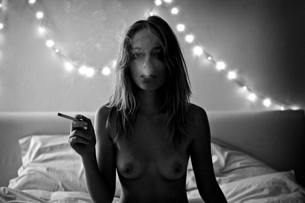 Beautiful girls smoke nude