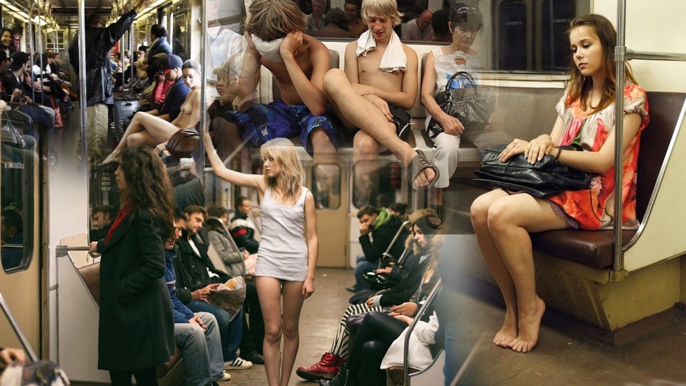 The woman undressed in the subway