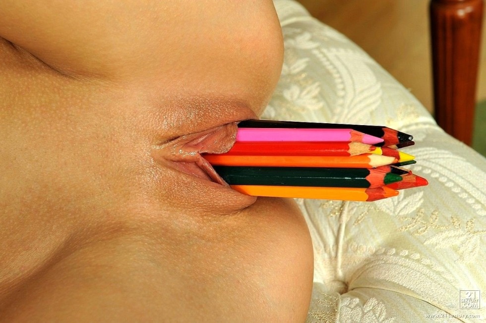 Ballpoint pen in the pussy
