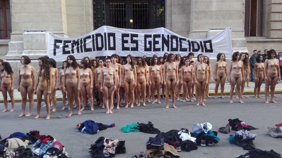 Naked women protest
