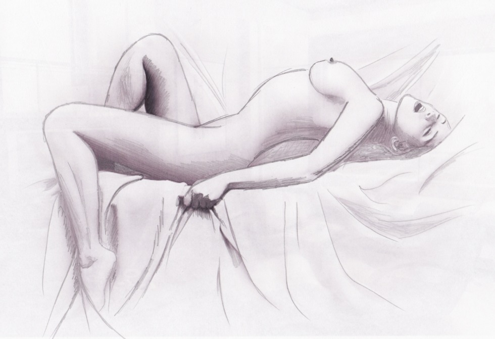 Erotic drawings of girls with a pencil