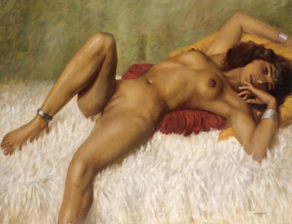 Marcel Rene Herrfeldt (1890-1965). Naked, lying