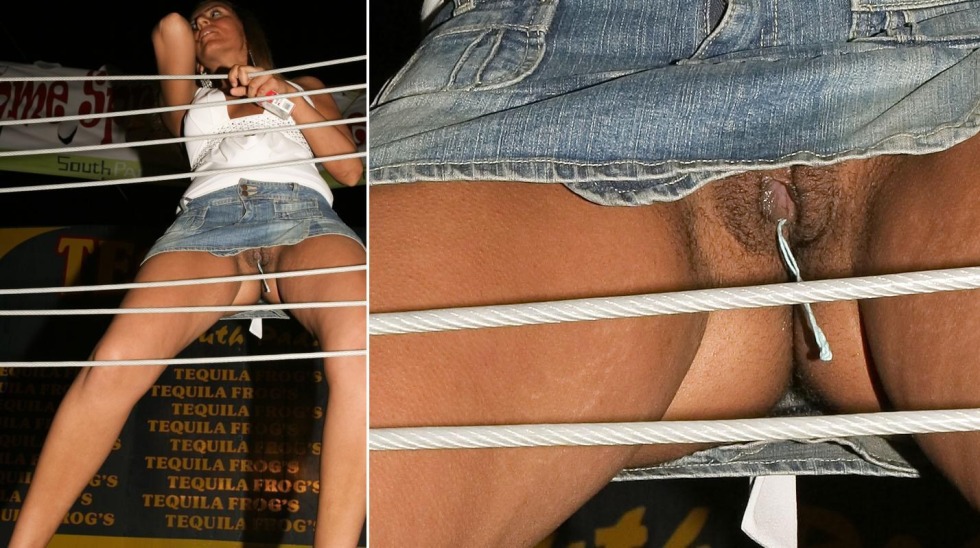 Under a skirt without panties with a swab