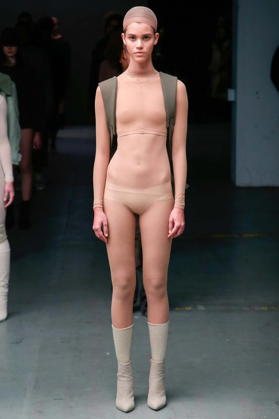 Naked models at a fashion show