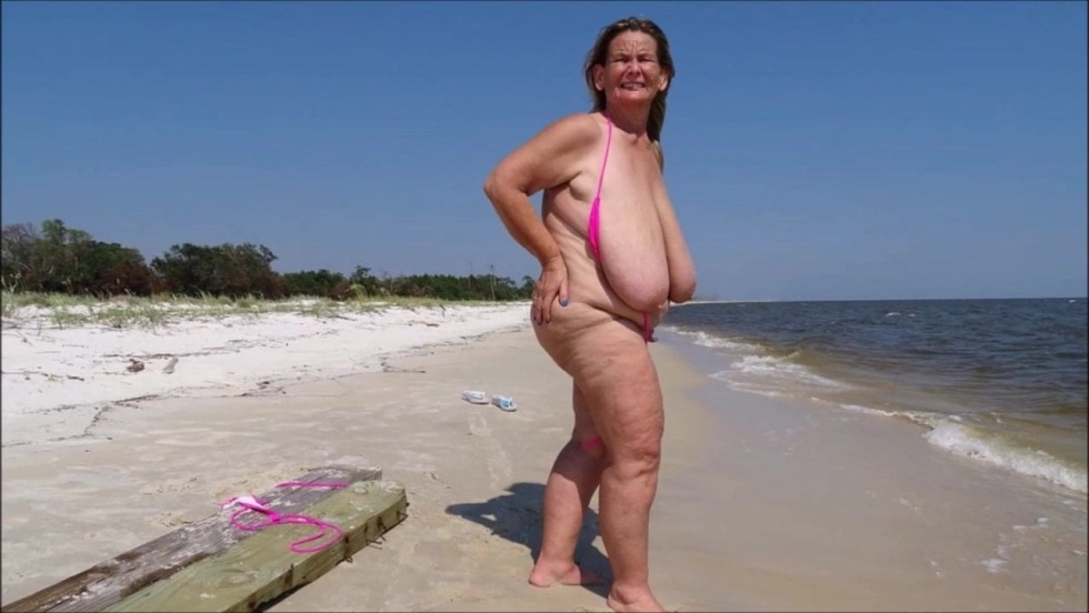 Grandmothers with big tits on the beach