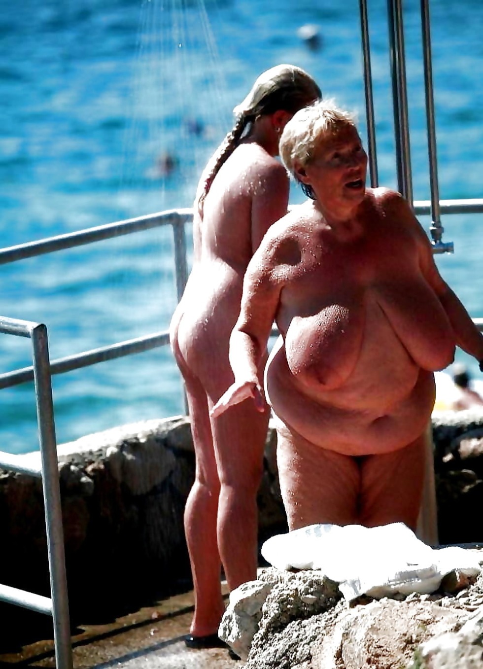Big old women on the beach