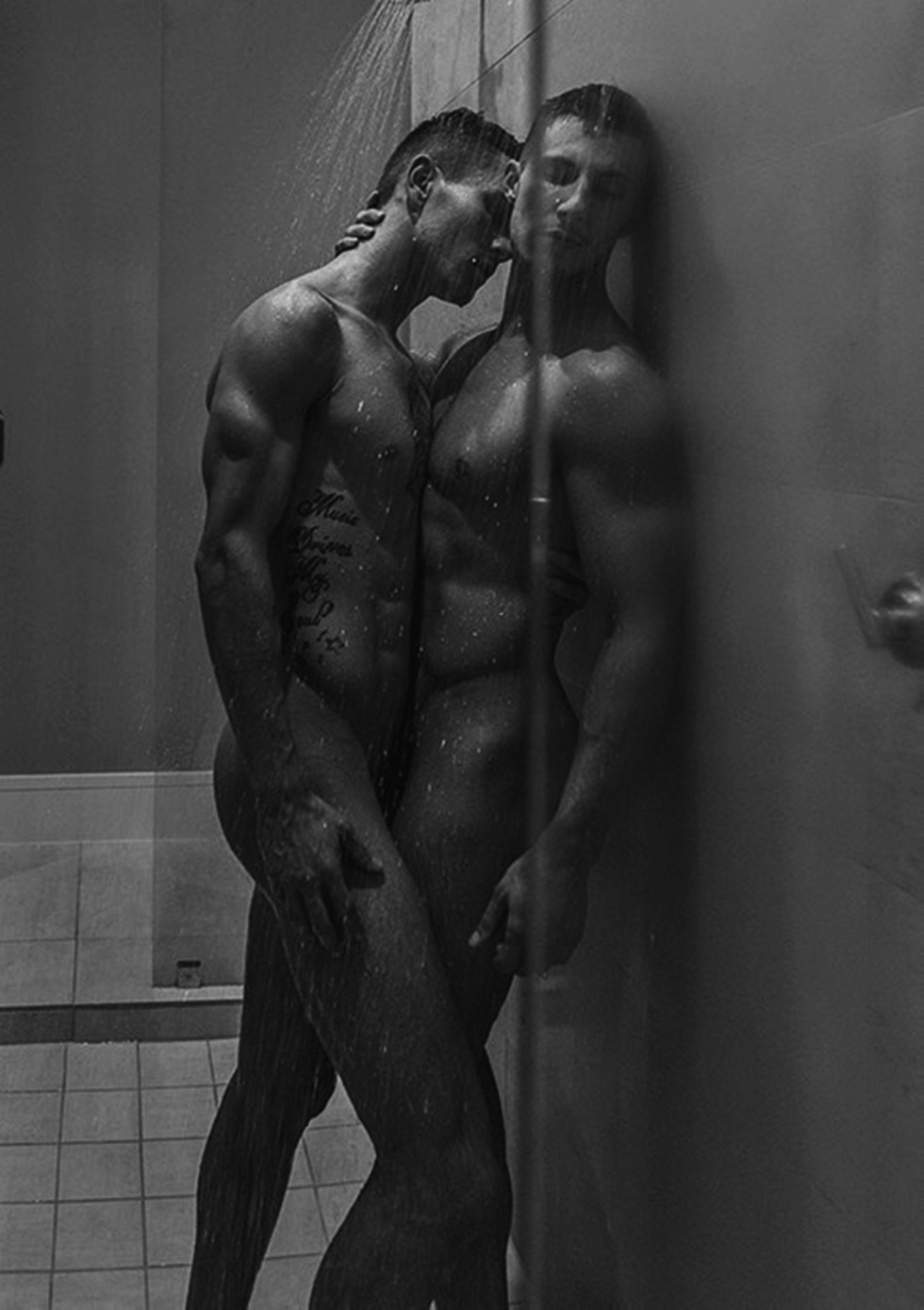Beautiful naked guys in the shower