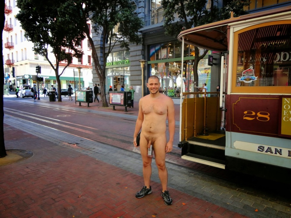 Men undress on the street