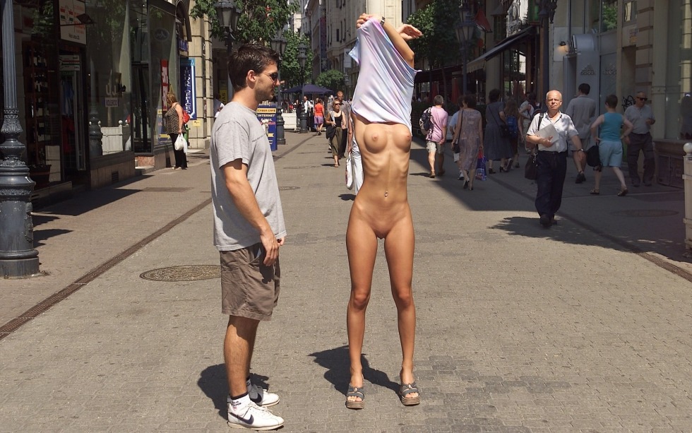 Naked people on the streets of the city